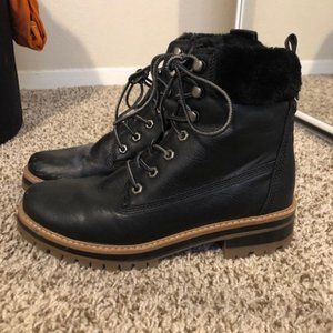 Madden Girl black combat boots with faux fur